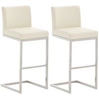 lote de 2 taburetes de bar paros revestimiento de polipiel simil cuero crema 48x42x104 cm clp