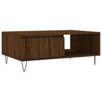mesa de cafe - mesa de centro madera de ingenieria roble marron 90x60x35 cm