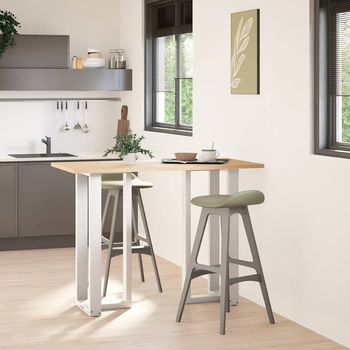 Patas De Mesa Bar Forma T 2 Uds | Patas Para Mesa Acero Blanco 50x35x(101-102) Cm