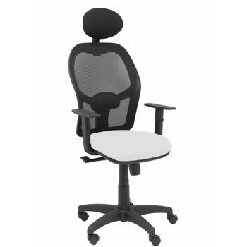 Silla Alocén Malla Negra Asiento Bali Blanco Brazos Regulables Cabecero Fijo