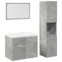 juego 4 uds muebles de bano  armario de bano madera contrachapada gris hormigon
