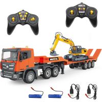 huina toys 1319 rtr 124 24g 9ch rc coche excavadora remolque plano camion semirremolque control remoto simulacion soni