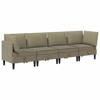Juego De Muebles De Salón 4 Pcs Caqui Tela Vidaxl