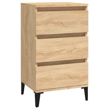 Mesilla De Noche | Mesita De Noche Madera Contrachapada Roble Sonoma 40x35x70 Cm