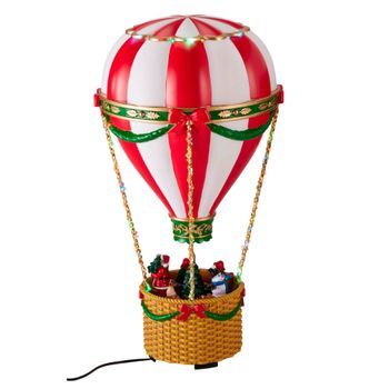 Globo Aerostático Navideño Con Papá Noel Well Home - Luces Led, Movimiento Y Música - 21,5x21,5x41,5cm