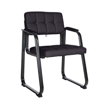 Silla con patas de metal y asiento en Simil cuero Negro