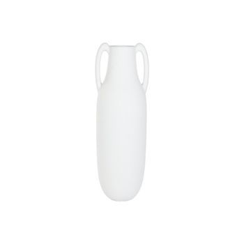 Anfora Fibra Vidrio 39x39x120 Asas Rugoso Blanco