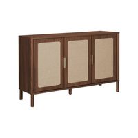 aparador vintage de madera y rejilla con 3 puertas 120cm nogal