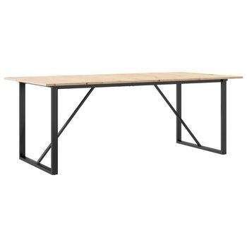 Mesa De Comedor Marco O Madera Maciza Pino Y Acero 200x100x75cm Vidaxl
