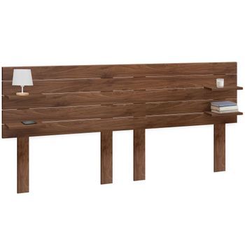 Dhome Cabecero Con Estantes De Madera Reciclada Dm Colgante Pared Estilo Palet Horizontal Con Patas Dual Dividido En 2 Piezas Cama 145/150 Vintage Nordico (220cm Dual, Nogal Madera)