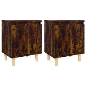 Mesita De Noche 30x40x50 Cm Madera Trabajada Y Madera Maciza De Eucalipto - Marrón