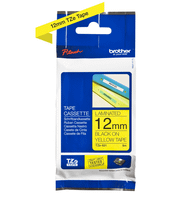 cinta etiquetadora brother laminada 12mm tzn631 texto negro sobre fondo amarillo
