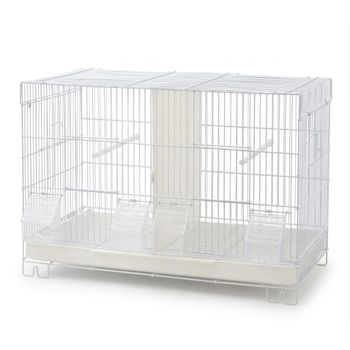 Jaula de Cría para Pájaros con Separador Removible (59x27x39 cm) – Jaula Metálica Doble para Canarios, Periquitos y Agapornis con Comederos Exterior y Bandeja Extraíble
