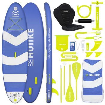 Tabla Paddle Surf Hinchable Con Accesorios, Huiike | Sup Con Remo Doble Uso, Asiento Kayak, Azul, 10´
