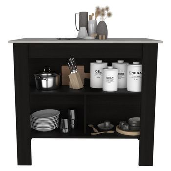 Isla De Cocina Cala, Tres Estantes Y Cuatro Patas , 89.99 Cm  X 102.99 Cm  X 69.97 Cm  , Multicolor