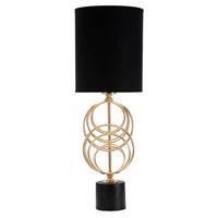 lampara de mesa en metal dorado con pantalla negra o cm 20x585