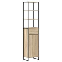 gabinete de bano  armario de bano sonoma 40 x 30 x 180 cm madera contrachapada