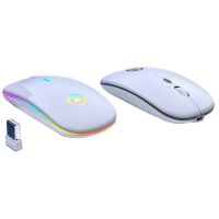 kinsi a2 raton silencioso iluminado rgb recargable blanco
