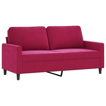 Sofá De 2 Plazas | Sofá De Salón | Sofá De Descanso De Terciopelo Rojo Tinto 140 Cm