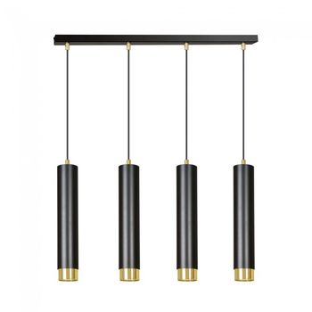 Regleta colgante mura negro/oro (4 luces)
