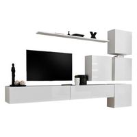 conjunto de muebles de salon mural switch ix diseno color blanco brillante