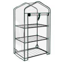 outsunny invernadero de jardin con 3 estantes 1 puerta con cremallera para cultivo de plantas 59x39x127 cm transparente   aosom espana
