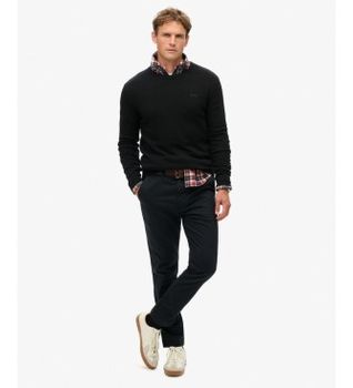 Superdry para hombre. M7011135A Pantalón Chino International negro (31/32), Casual, Algodón