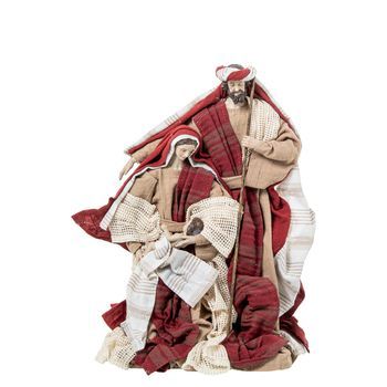 Figura Sagrada Familia Blanco, Beige Y Rojo
