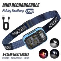 linterna frontal led de pesca recargable con sensores e indicador de bateria luz de camping superbrillante con cuentas de lampara xpg  cob