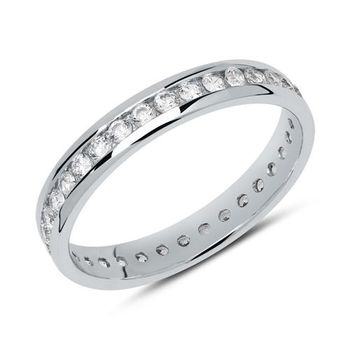 Anillo de la eternidad en oro blanco de 8 quilates con circonita cúbica