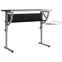 mesa de dibujo  mesa de escritorio   escritorio de despacho madera y acero negro y gris 110x53x58-87 cm
