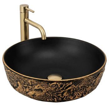 Lavabo Sobre Encimera Rea Babilon Redondo, Black 42 X 42 X 13 Cm