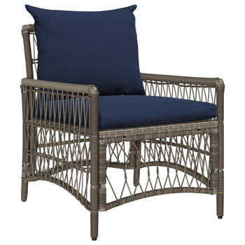 Silla De Jardín Con Cojines Gris 60x70x78 Cm Ratán Sintético Cfw389473
