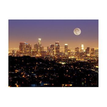 Papel Pintado 3d - La Luna Sobre La Ciudad Del Los Ángeles (200x154 Cm)