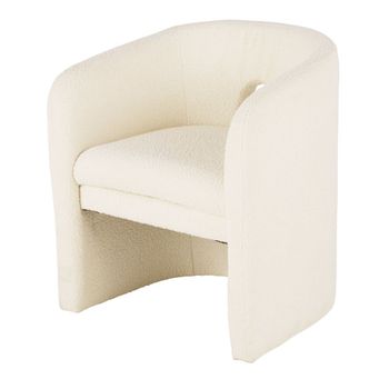 Silla de comedor con reposabrazos en tejido borreguito crudo