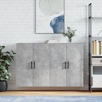 pack 2 uds armario de pared  mueble pared gris hormigon 695x34x90 cm cfw740518