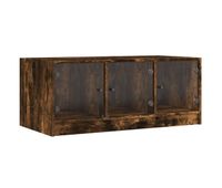 mesa de cafe - mesa de centro con puertas de vidrio roble ahumado 102x50x42 cm