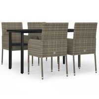 set comedor jardin 5 uds  conjunto mueble jardin mesa y sillas y cojines ratan sintetico negro gris