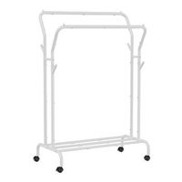burro para ropa doble barra con ruedas y estante carga 110 kg - blanco