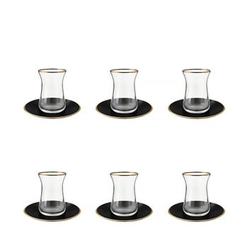 Tazas de té negro y oro - lote de 6