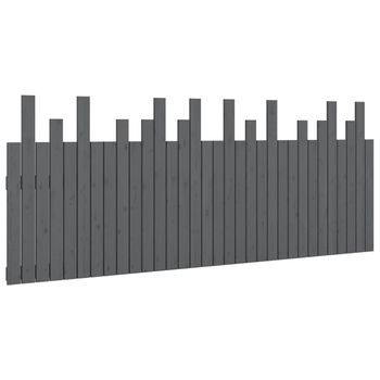 Cabecero De Cama De Pared | Panel De Cabecera Madera Maciza Pino Gris 204x3x80 Cm