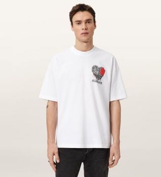 ALL SAINTS para hombre. M042PE Camiseta Chaste blanco (S), Casual, Algodón, Manga corta