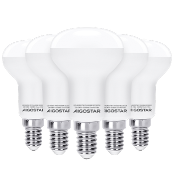 Aigostar - Pack de 5 Bombilla LED E14 7W R50,luz blanca 6500K, 610 lúmenes, Ángulo 170°, No regulable