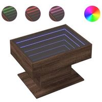 mesa de cafe - mesa de centro y led madera ingenieria marron roble 70x50x45 cm