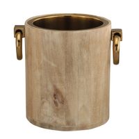 enfriador de vino en madera blanca y metal dorado 20x25x24 cm