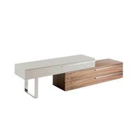 mueble tv madera beige nogal y acero cromado angel cerda 3081 250x45x53