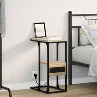 mesita de noche - dormitorio - madera y acero - roble sonoma 415x26x605cm