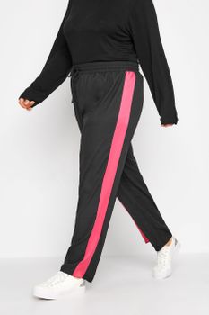 Pantalones Deportivos Negros Franja Rosa, Mujer Curvy Y Tallas Grandes, Yours