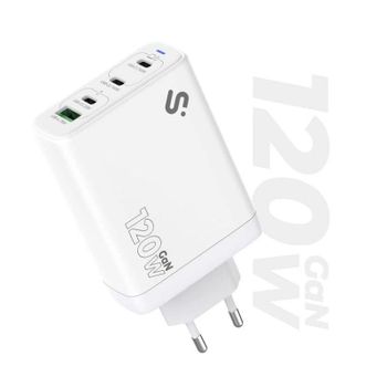 Cargador Subblim GaN 120W USB-C 4 Puertos Power Delivery Compacto Blanco