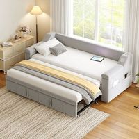 cama nido 90180 x 190 cm con compartimento de almacenaje sofa cama - equipo de musica bluetooth y puerto usb - terciopelo - gris claro sin colchon